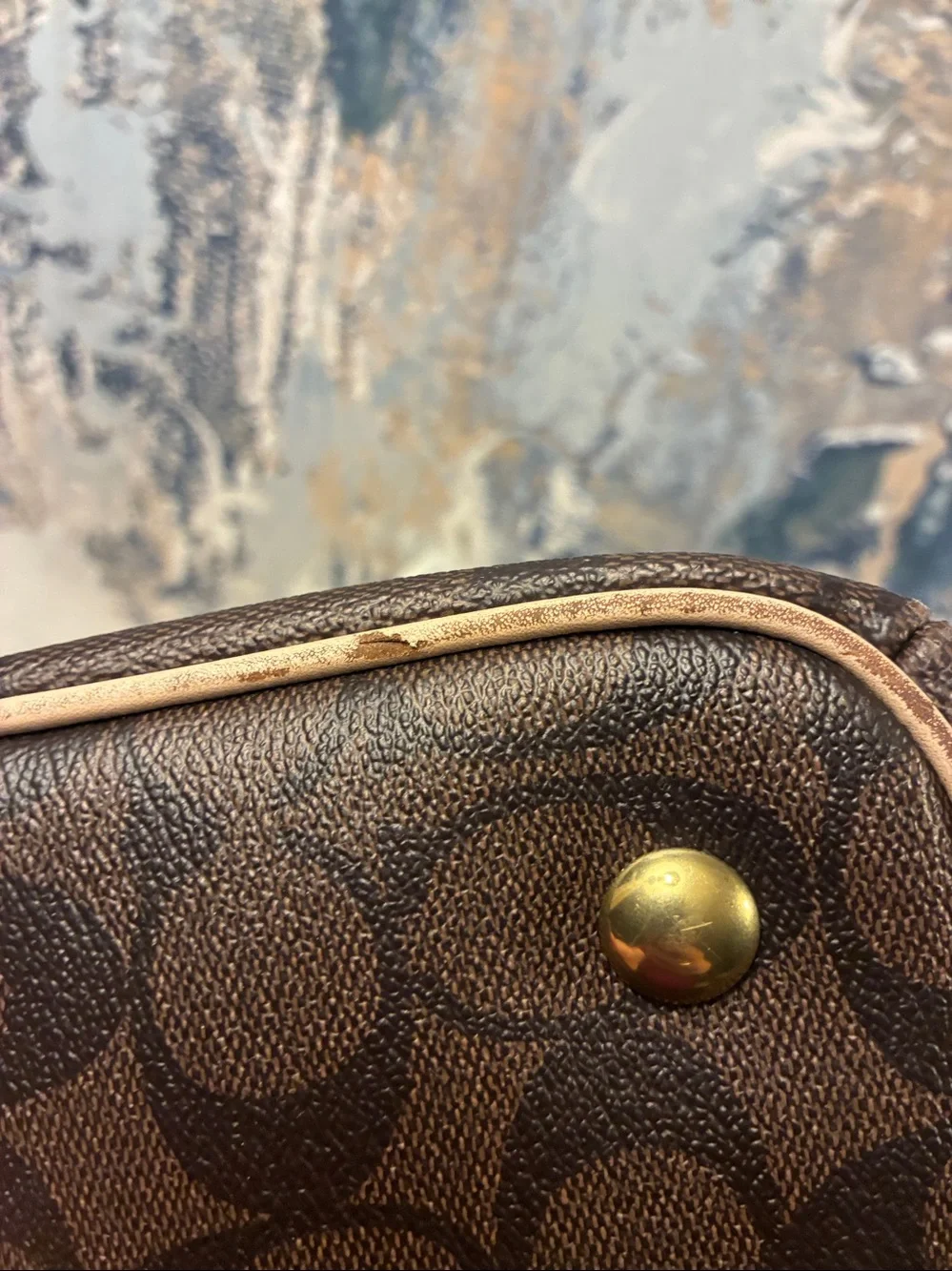 Vintage Coach  Peyton Brown Signature Tote with Cream Trim 2011
